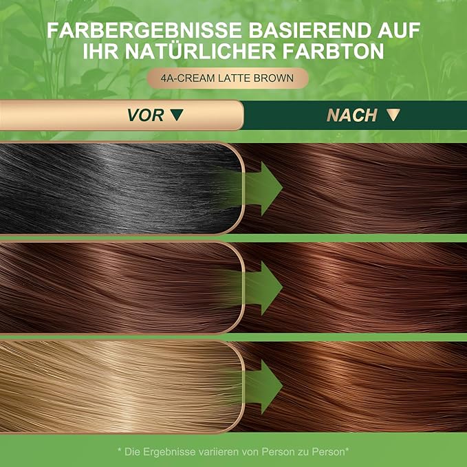 Permanent Hair Dye Gray Coverage Hair Dye PPD-Free Hair Color Kit 4A Cream Latte Brown
