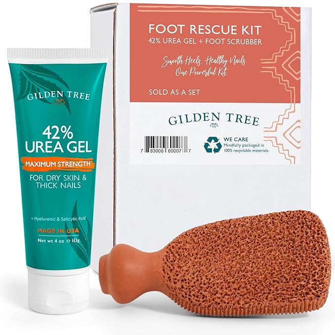 Callus Remover Gel + Foot Scrubber Kit - Pedicure Tools for Dry Cracked Heels