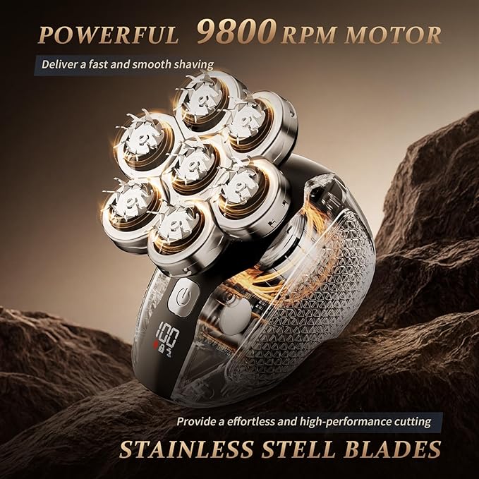 Head Shavers for Bald Men, Professional 5-in-1 Electric Head Shaver Grooming Kit, 7D Floating Wet & Dry Electric Razor for Bald Heads with LED Smart Display & Type-C Charging for Hair/Face/Beard