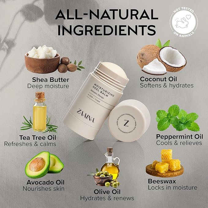 ZAAINA Intensive Heel Balm Stick - Miracle Foot Repair Cream for Calluses and Dry Feet, Moisturizing Foot Balm for Cracked Feet, Elbows, Knees, Heel Softener for Dry Cracked Heels - 2.5 oz Tube