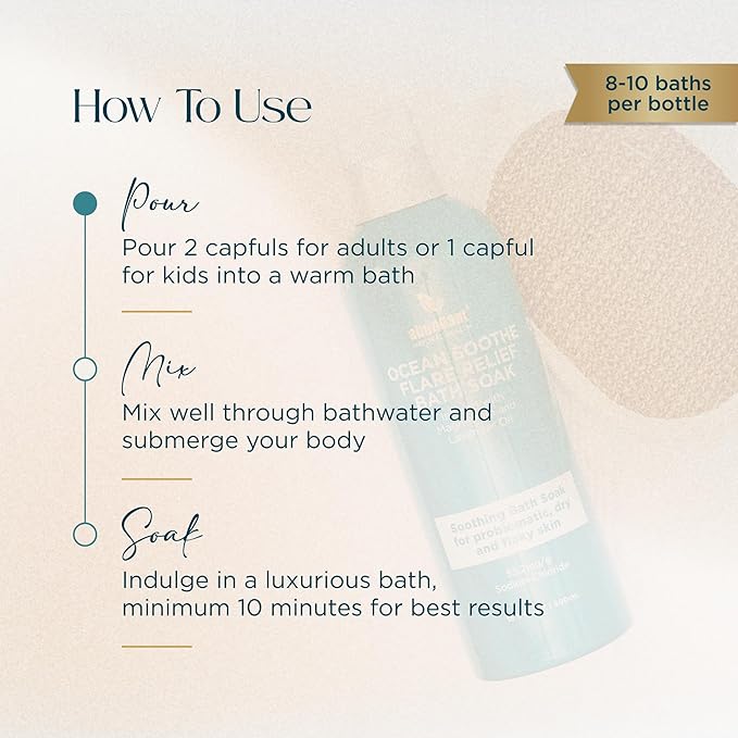 Abundant Natural Health Ocean Soothe Flare Relief Bath Soak with Highly Concentrated Pure Magnesium Salts and Lavender Oil to Help Relieve Problematic and Dry Skin, Safe for Sensitive Skin, 500mL