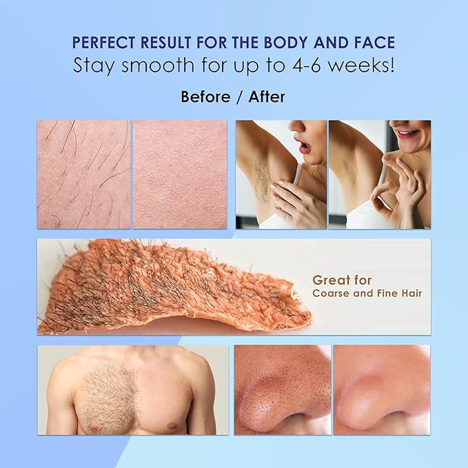 Waxing Kit for Athletes. Waxing kit for Women with Quick-Melting Wax Warmer + Salon Quality Wax for Hair Removal - Super Easy to Use for Men and Women - For Sensitive Skin