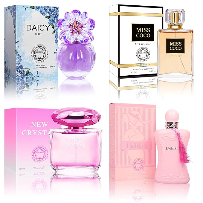 META-BOSEM Perfume for Women Set (100ml x 4PCS Variety Pack), NewCrys, Delilah, MissCoco, DaicyB, Long Lasting Perfume for Women All Day Use