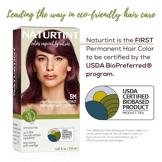 Naturtint 5M Light Mahogany Chestnut Permanent Hair Color (Pack of 1), Ammonia Free, Vegan, Cruelty Free, up to 100% Gray Coverage, Long Lasting Results (Packaging may vary)
