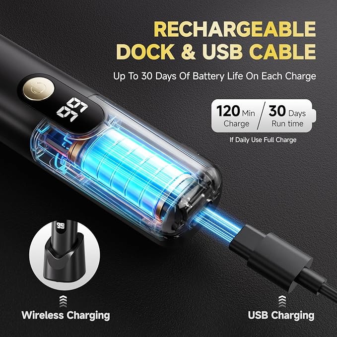 Beard Trimmer for Men, IPX7 Waterproof Body Hair Trimmer Electric Razor Shaver Body Grooming Kit Wet/Dry Use for Groin, Nose, Ear Hairs, Beard, Legs, Chest