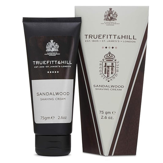 Truefitt & Hill Shaving Cream Tube - Sandalwood - Premium Glycerin-Based Lather, Smooth Glide, and Hydration for a Luxurious Shave - 2.65 oz.