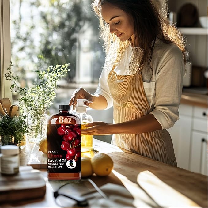 Cherry Essential Oil, Cherry Oil 8 Fl Oz 240ML for Diffuser Humidifier Yoga Cleaning DIY Candle Soap Making Perfume Gift for Women Essential Oils