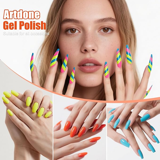 Artdone Sheer Gel Nail Polish Set Jelly UV Gel 6 Colors Translucent Milky White Pink Nude Brown Colors Nail Polish For All Seasons
