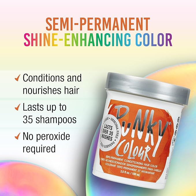 Punky Flame Semi Permanent Hair Color - Vegan & Cruelty-Free Conditioning Hair Dye, Lasts Up to 35 Washes, 3.5 fl oz