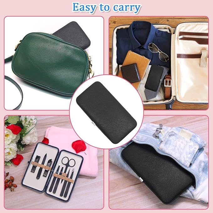 Tweezers and Fingernail Clippers Kit, 8 Pcs Professional Tweezer Nail Clipper Set Stainless Steel Manicure Tools with Case for Men Women