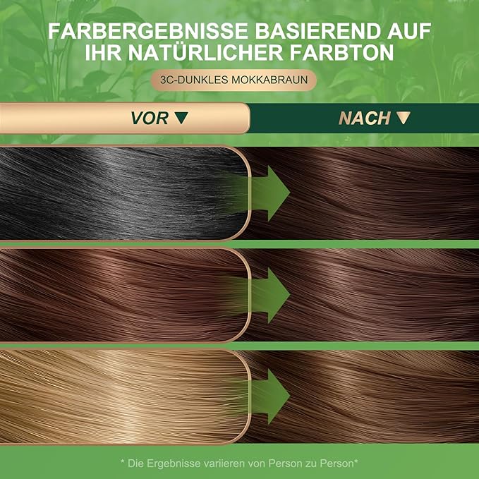 Permanent Hair Dye Hair Color for Gray Hair Coverage PPD-Free Hair Color Kit Medium Brown Hair Dye 3C Dark Mocha Brown Chocolate Brown