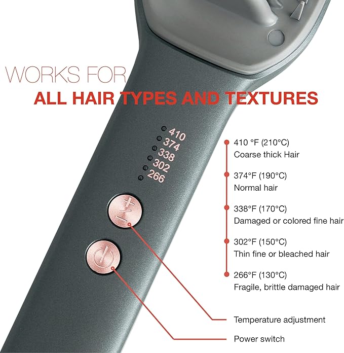 SWIE Maxistrait Hair Straightener Brush. Smooth, Shiny, Frizz-Free Healthy in Minutes. for All Types and Textures, Great for Colored Hair, Adjustable Heat Settings, Anti-Burn Technology