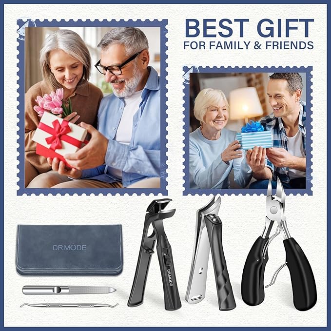 2025 Toenail Clippers for Thick Toenails for Seniors, Angled Head Large Toe Nail Clippers Set for Men, Heavy Duty Ingrown Toenail Clippers with Long Handle, Ultra Sharp Slanted Nail Cutter Wide Jaw