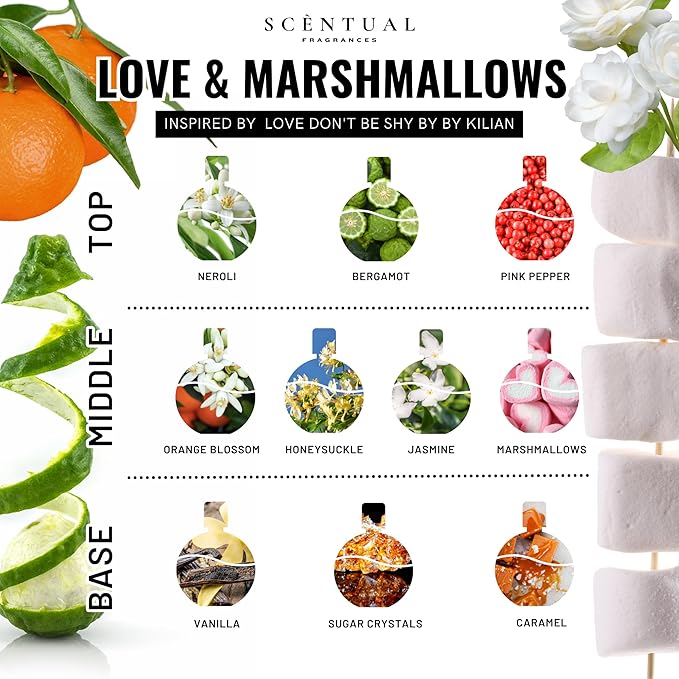 Ultra-Concentrated Hair & Body Perfume Mist, Long Lasting Women's Fragrance, Gourmand Perfumes for Women, Vegan and Cruelty Free (Love & Marhsmallows)