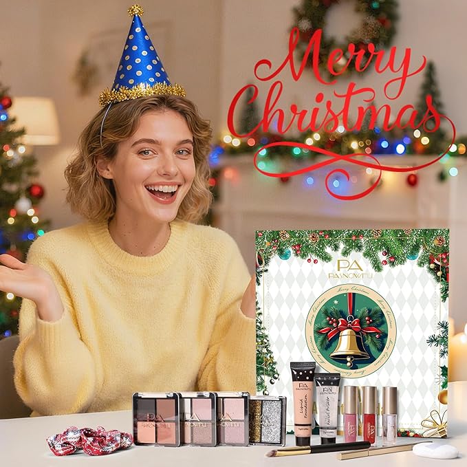 Makeup Advent Calendar 2025 for Women Teens Girl, Surprise 12 Days Christmas Countdown Boxes, 2025 Xmas Countdown Calendar Cosmetic Thanksgiving Holiday Starter Makeup Set with Eyeliner Lip oil