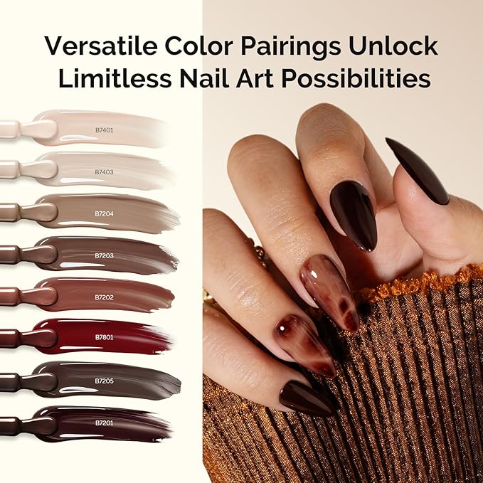 MelodySusie Gel Nail Kit with P-ART06G Cordless UV Lamp Christmas Gift for Women Plant Based HEMA Free Fall Nails Polish with No Wipe Top Coat, Base & Builder Gel