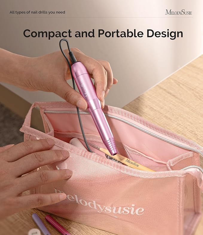 MelodySusie Pen-Shaped Portable USB Nail Drill, PC120I 20000RPM Electric Nail File with Compact Design for All Nail Care, Manicure Polishing, Shaping & Gel Removal at Home for Beginners