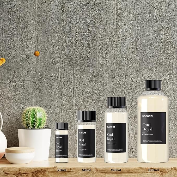 Scentia Diffuser Oil Inspired by TF's Oud Wood Perfume, Oud Royal Fragrance Oil, Aromatherapy Essential Oil Fragrance Set for Ultrasonic, Cold Diffusers - Thanksgiving & Holiday Gift 50 mL, 1.67Fl Oz