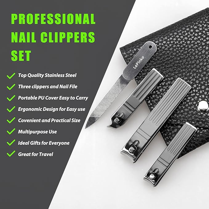 Heavy Duty Podiatrist Toenail Clippers for Thick and Ingrown Nails, Toe Nail Clippers Sets for Men Women Seniors, Stainless Steel 4PCS