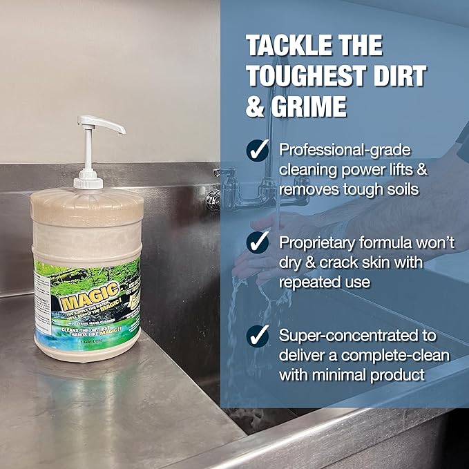 Zenex Magic Hand Soap - Industrial Hand Cleaner for Auto Mechanics | Shop Soap | Walnut Shell Scrubbers to Remove Grease, Oil, Ink & Paint | Moisturizing Ingredients | 1 gallon (4 Pack)