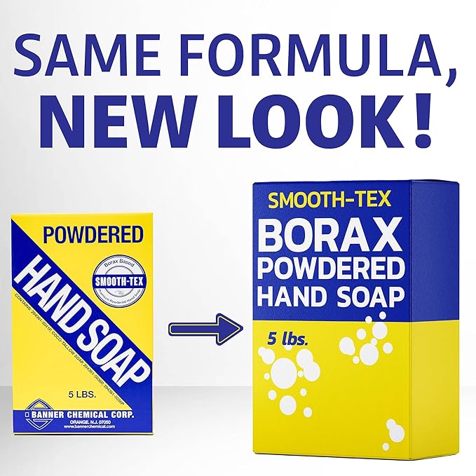 Smooth-Tex Borax Powdered Hand Soap - Heavy Duty Industrial Hand Wash - Removes Grease, Grime and Oil from Hands for Mechanics & Industrial Workers, Compare to Boraxo - 5 lbs (6 Pack)