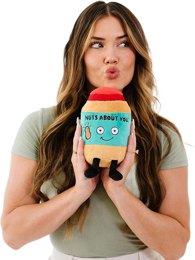 Punchkins Peanut Butter Plushie - Nuts About You Cute Peanut Butter Plush, Gift for Peanut Butter Fans, Food Plush Toy for Gifting