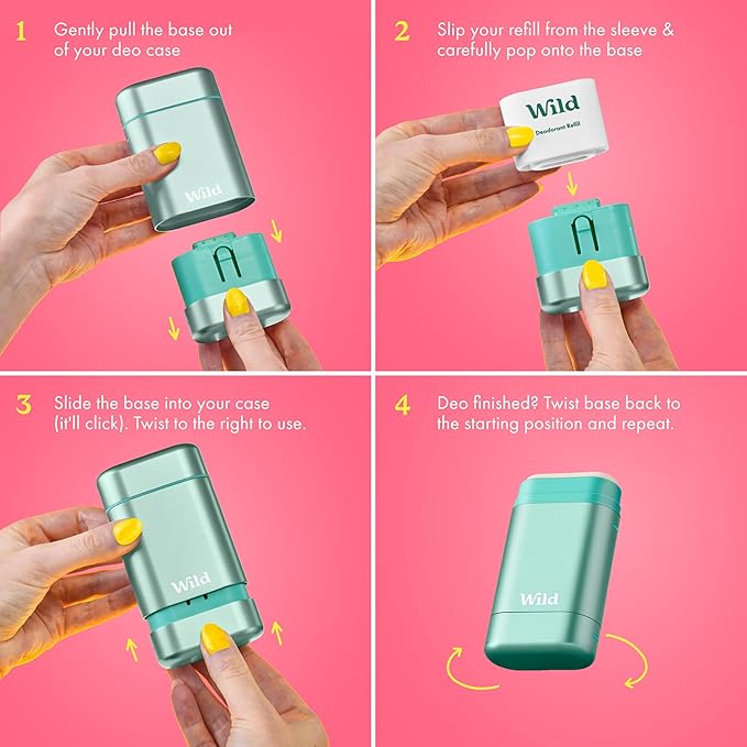 Wild - Cherry Blossom Refill Trio Pack - Refillable Deodorant - Vegan - Aluminium Free - Long Lasting Protection - 3 Pack of 40g Refills