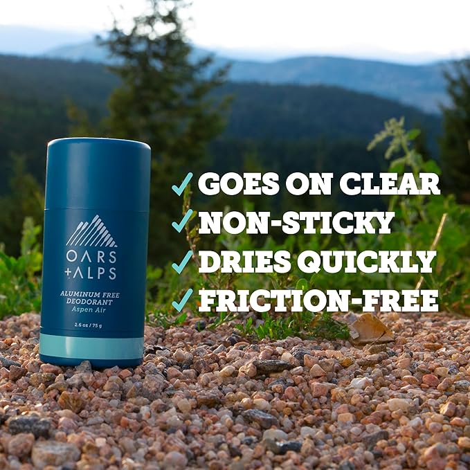 Oars + Alps Deodorant for Men & Women, Aluminum Free Deodorant for Men, Dermatologist Tested, Clean Ingredients, Vegan, Long Lasting, Odor Protection, Aspen Air, 2pk, 2.6oz
