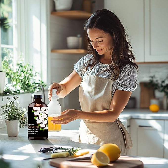 Coconut Essential Oil, Coconut Oil 4 Fl Oz 120ML for Diffuser Humidifier Yoga Cleaning DIY Candle Soap Making Perfume Gift for Women Essential Oils