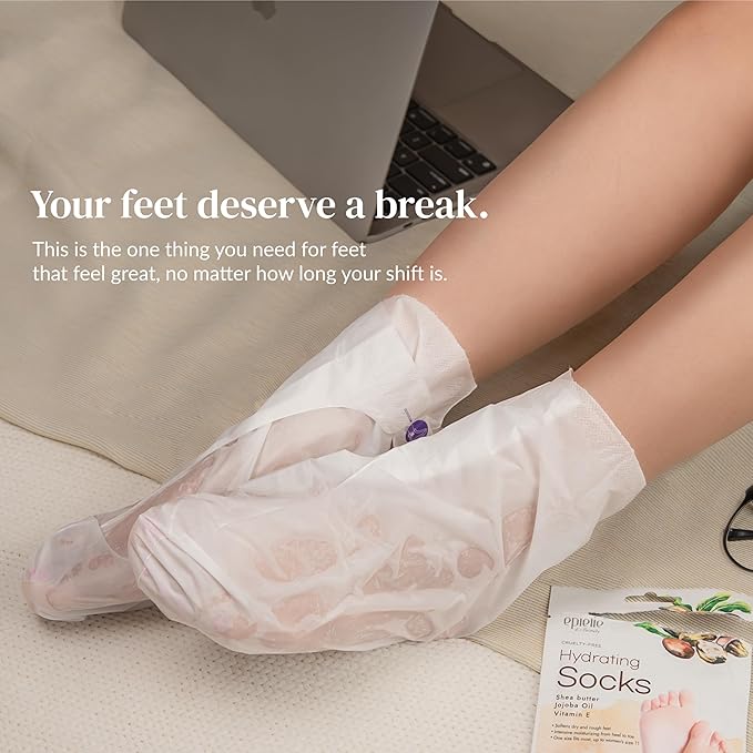 Epielle Hydrating Foot Mask 6 Pairs, Deep Moisturizing Socks for Dry, Cracked Feet, Self Care Gifts for Women, Spa Kit, Stocking Stuffers, Thanksgiving Essentials
