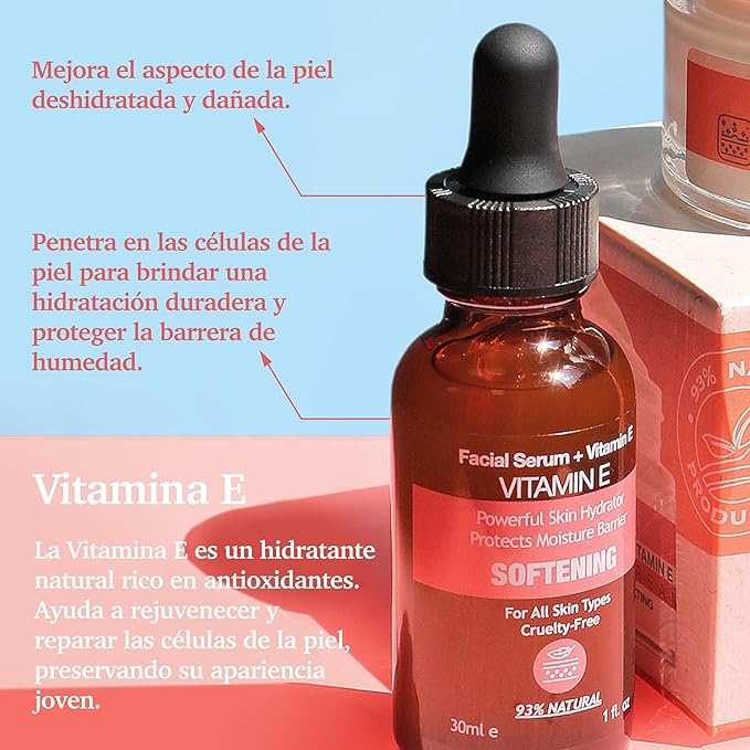 Purifect Vitamin E Face Serum for Dry Skin, Protects Moisture Barrier, Hydrating & Softening – Made in USA – Enriched with Rose Water, Iris Root & Pear Fruit – Pairs with Vitamin C & Hyaluronic Acid
