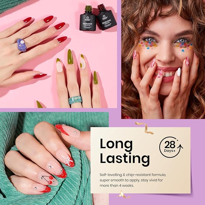 beetles Gel Polish Christmas Gel Nail Polish Set 32 Winter Colors with Base Top Coat Burgundy Red Blue Purple Brown Orange Green Pink Black White Uv LED Lamp Nails Gifts for Women Fingertip Palette