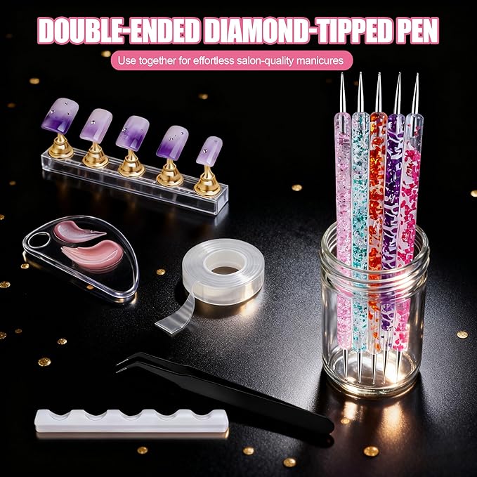 Artdone Nail Dotting Tools Art Brushes Kit With Nail Stand Gel Polish Liner Brushes Design Pen For Nail Drawing And Nail Paint Brushes Small Detail Brushes