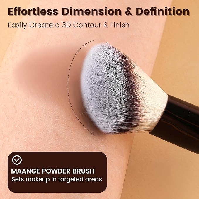 MAANGE 13Pcs Makeup Brushes with Case, Professional Brochas De Maquillaje for Face & Eyes, Soft Synthetic Foundation Powder Blush Eyeshadow Brush Kit with Gift Box,CoffeeBrown