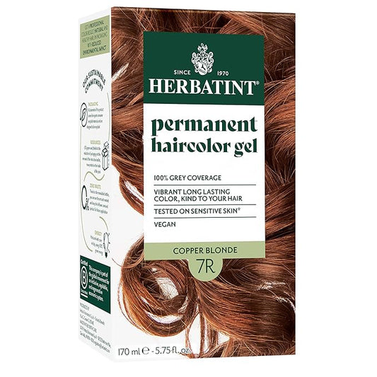 Herbatint Permanent Hair Dye For Women - 7R Copper Blonde - For Up To 100% Gray Coverage of Resistant Gray Hair - Ammonia-Free, Alcohol-Free & Vegan - Salon Influenced Hair Color 5.75 fl oz