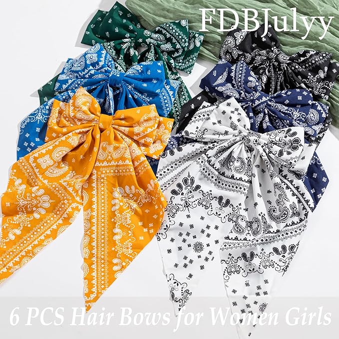Nonslip Hair Bows Claw Clips for Women & Girls - 6 PCS Big Bow-Knot Clips for Thick & Thin Hair
