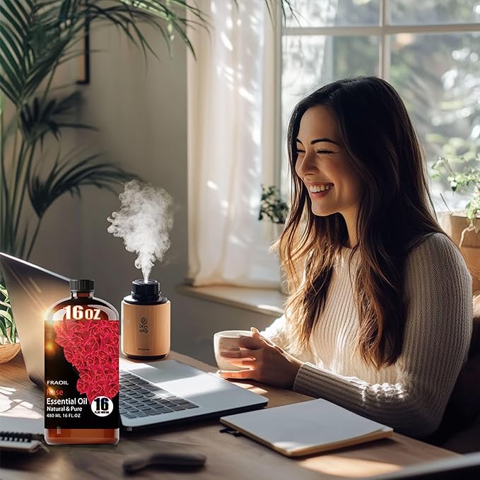 Rose Essential Oil, Rose Oil 16 Fl Oz 480 ML for Diffuser Humidifier Yoga Cleaning DIY Candle Soap Making Perfume Gift for Women Essential Oils