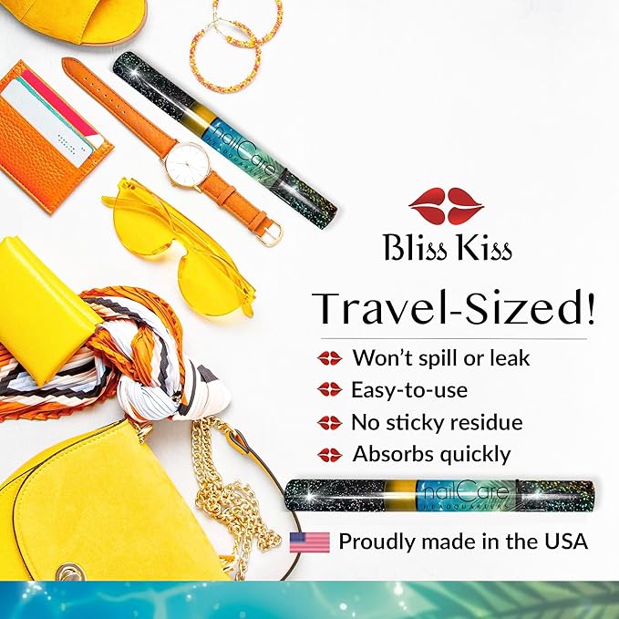 Cuticle Oil Pen for Nails - Nail Strengthener & Growth Serum for Damaged Nails, Hangnails w/Jojoba cuticle oil—Butt Naked Fragrance - Holographic Glitter Pens 4-Pack