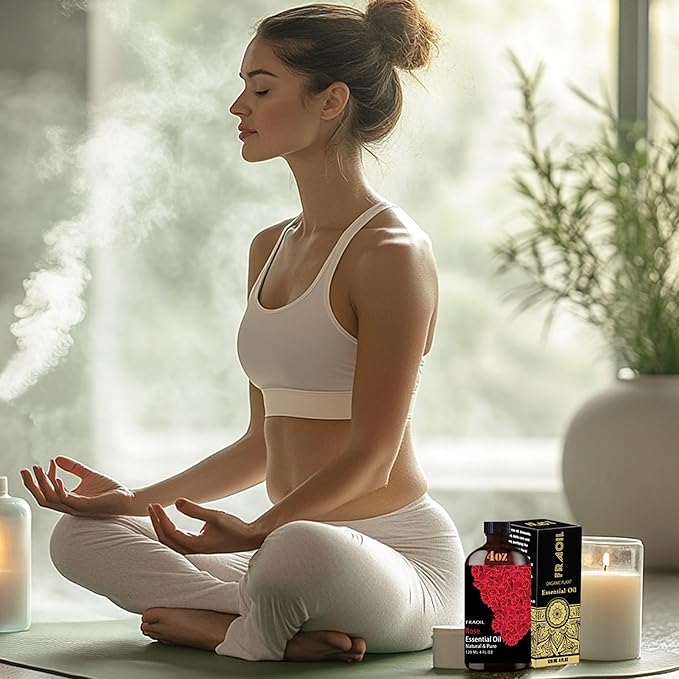 Rose Essential Oil, Rose Oil 4 Fl Oz 120ML for Diffuser Humidifier Yoga Cleaning DIY Candle Soap Making Perfume Gift for Women Essential Oils