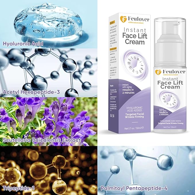 Instant Face Lift Cream, Natural Effective Wrinkle Cream to Tighten Skin, Instant Lift Serum Visibly Firming Wrinkles and Sagging Skin, Smooth Fine Lines for Face & Neck-1.7 Oz