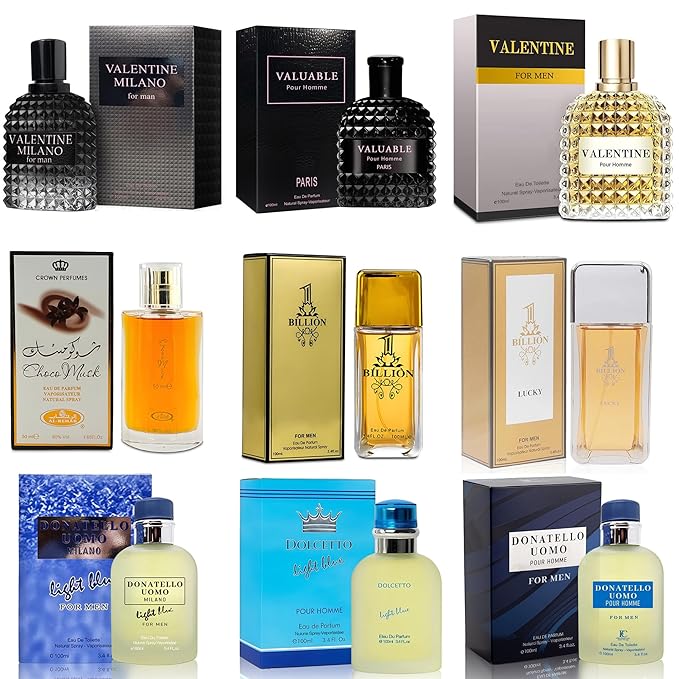 Men's Cologne Sampler Set (100ml Each*9PCS) | Luxury Fragrance Variety Pack for Men | Woodsy, Citrus, Spicy & Fresh Scents | Gift Ready Collection(Combo Set F)