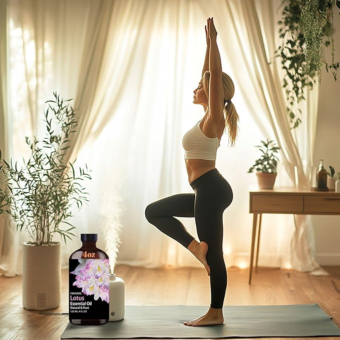 Lotus Essential Oil, Lotus Oil 4 Fl Oz 120ML for Diffuser Humidifier Yoga Cleaning DIY Candle Soap Making Perfume Gift for Women Essential Oils