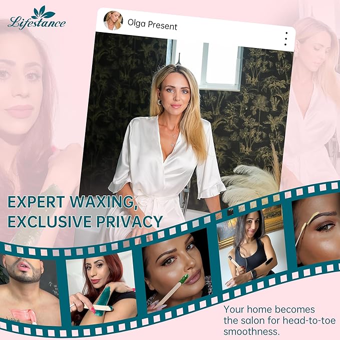 Lifestance Wax Beans Hair Removal Kit, Rose Pink, 2.5lb with 30 Applicators for Eyebrow, Face, Underarm, Bikini Waxing, Women Men Sensitive Skin