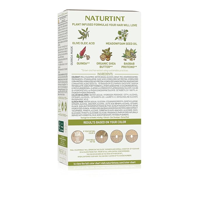 Naturtint 10A Light Ash Blonde Permanent Hair Color (Pack of 6), Ammonia Free, Vegan, Cruelty Free, up to 100% Gray Coverage, Long Lasting Results (Packaging may vary)