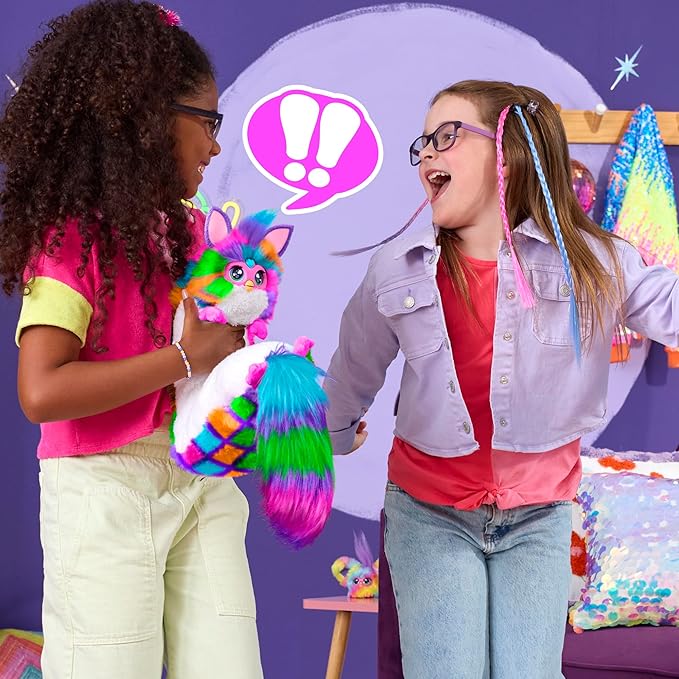 FURBY DJ Interactive Toy, Neon Star, Snuggly Electronic Plush, Music, Lights, Motion, & Games, Speaks English & Furbish, 32 in Long, 6+ Years (Amazon Exclusive)