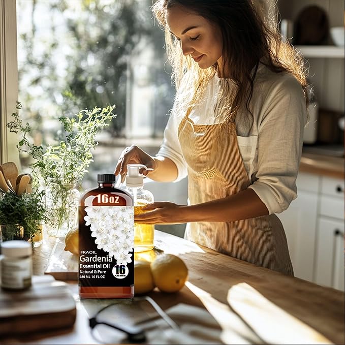 Gardenia Essential Oil, Gardenia Oil 16 Fl Oz 480 ML for Diffuser Humidifier Yoga Cleaning DIY Candle Soap Making Perfume Gift for Women Essential Oils