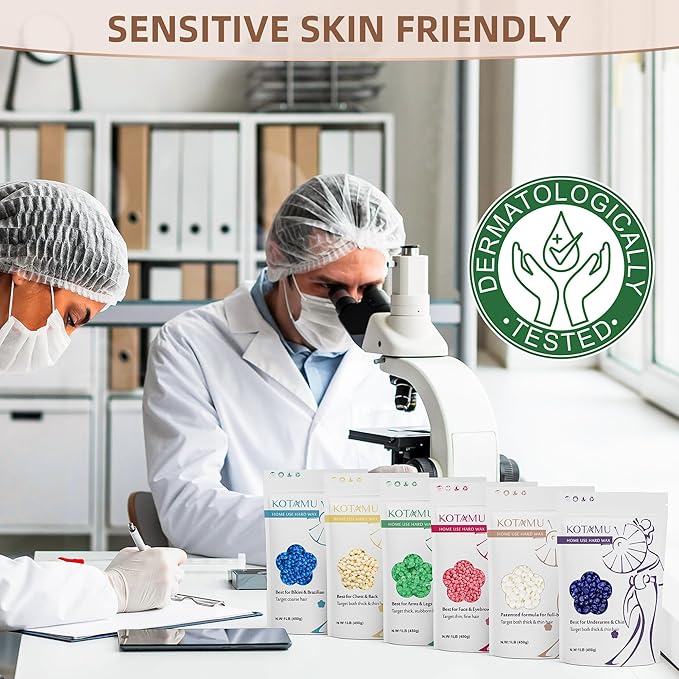 KOTAMU Waxing Beads Unscented Hard Wax Beads for Women& Men Full Body Thick &Thin Hair Removal, 1lb Pack Organic Wax Beans for Sensitive Skin Face Eyebrows Armpit Legs Bikini Brazilian Home Waxing