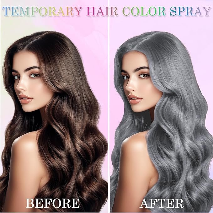 Temporary Hair Color Spray for Women and Kids, One-Time Use Hair Color Wax, Washable Disposable Natural Hair Spray Hair Strong Style for Party, Hollowen, Cosplay (Gray, 120ML)