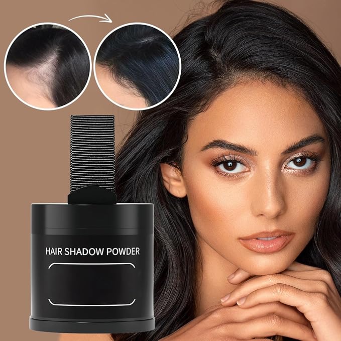 Gowwim Root Touch up Powder, Instantly Gray Hair Cover up Hairline Powder for Women & Men Waterproof and Sweatproof Root Cover Up Long-Lasting for Thinning & Loss Hair (Dark Brown, 10g)