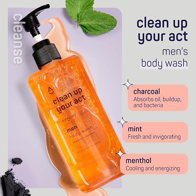 SpaLife Mens Body Wash Gift Set w/ Body Wash, Shave Gel, After-Shave Gel, Shampoo | Mens Skin Care Gift Set | Skincare Christmas Gifts for Men | Gifts for Men | Men's Skincare | 4-Piece